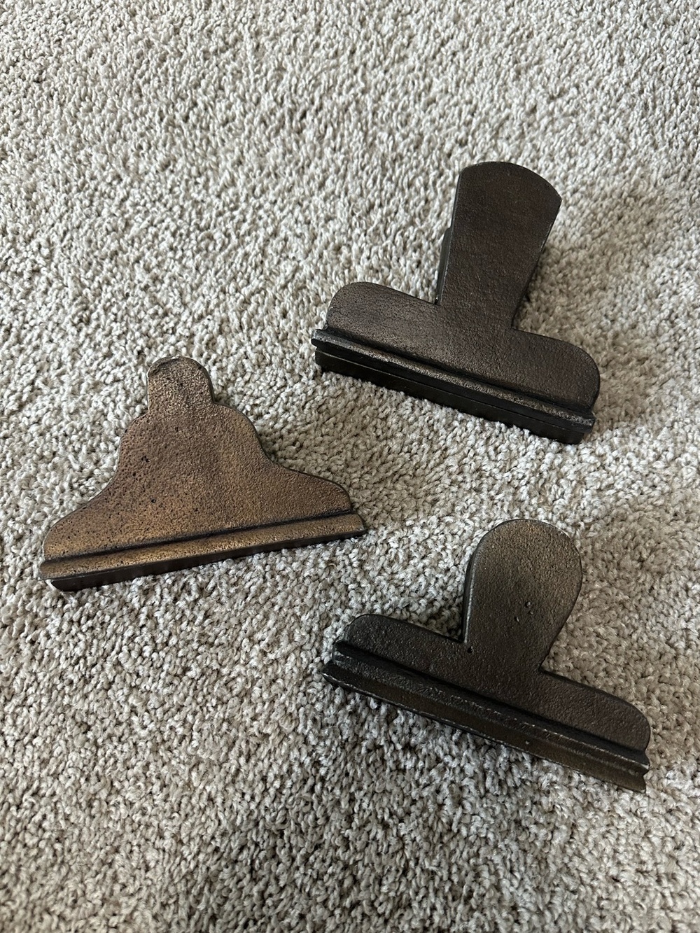 Set of 3 Large Antique-Style Metal Clips in Dark Brown Pottery Barn